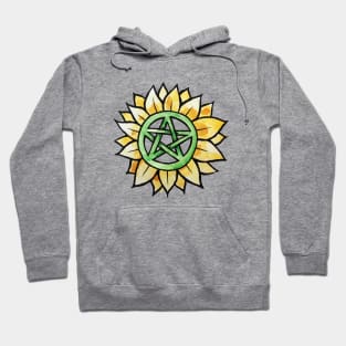 Sunflower Pentagram Green Witch Hoodie